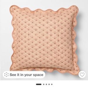 Studio McGee Peach 20” x 20” Linen Blend Scalloped Pillow